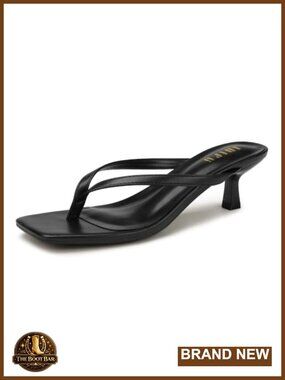 Square Toe Thong Kitten Heel Sandals Slip-On 2 Inch Heeled Flip Flops
